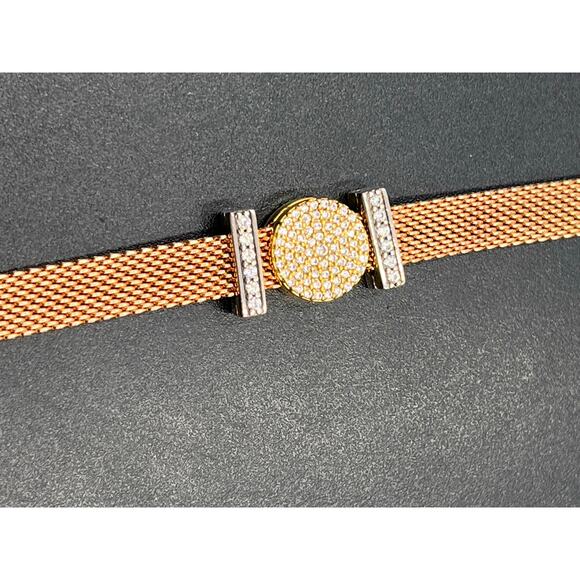 Pandora Reflexions Rose Gold Mesh 
Bracelet One Bling Charm 2 Pave Clip Charms - Picture 10 of 11
